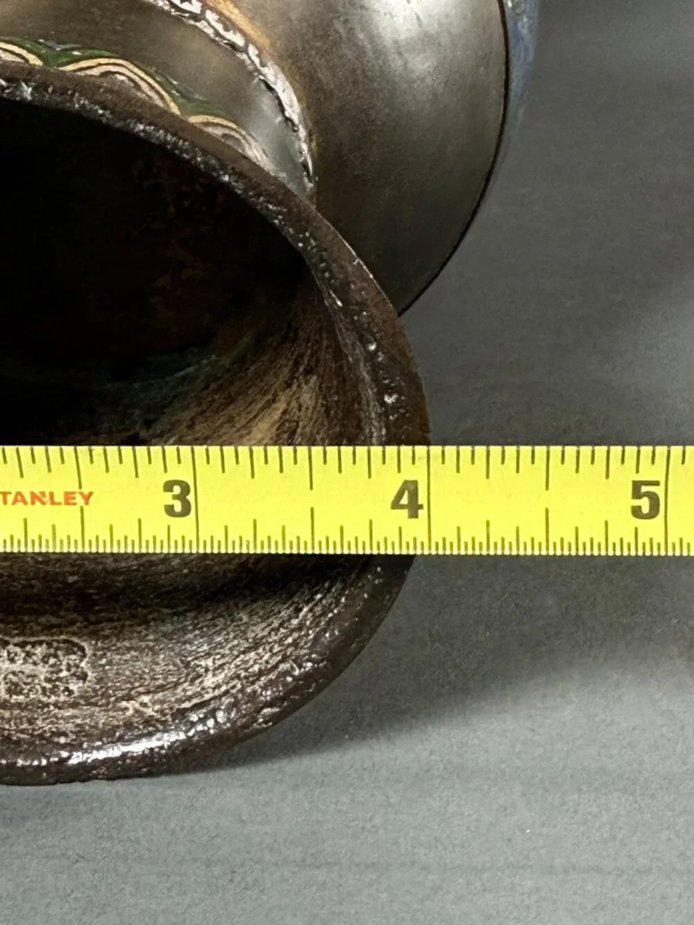 Antique Japanese Meiji Era Cloisonné Vase Intricate Floral Scroll Enamel Bronze